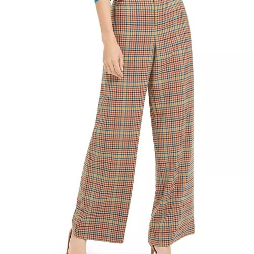 INC International Concepts Multi-Color Plaid Wide Leg Pants